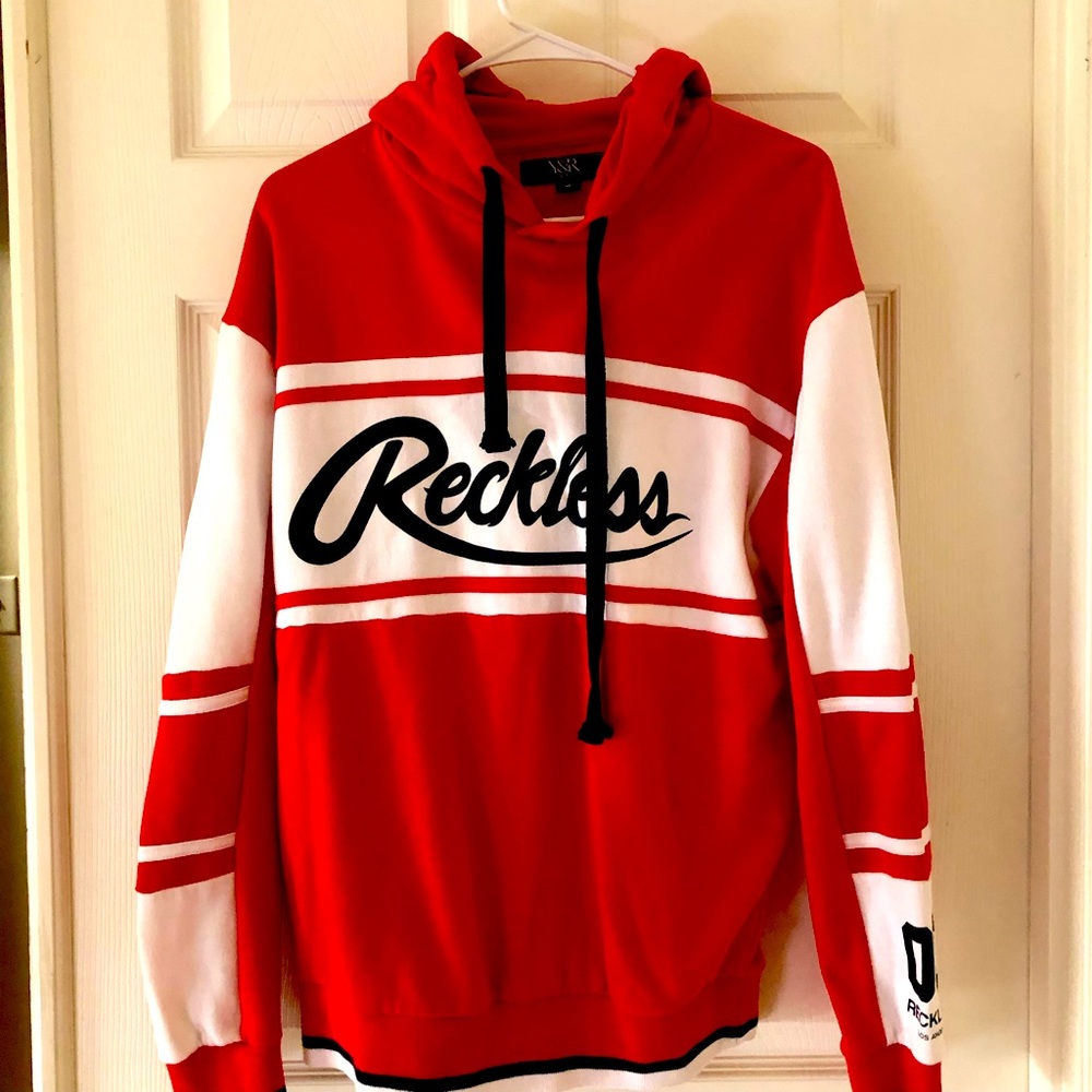 Young & Reckless Red/White Contrast Hoodie
